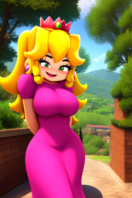 00044-955088262-masterpiece, best quality, 1girl, (princess peach), mini crown, long dress, blonde hair, pink dress, arms behind back, smile, wi.png